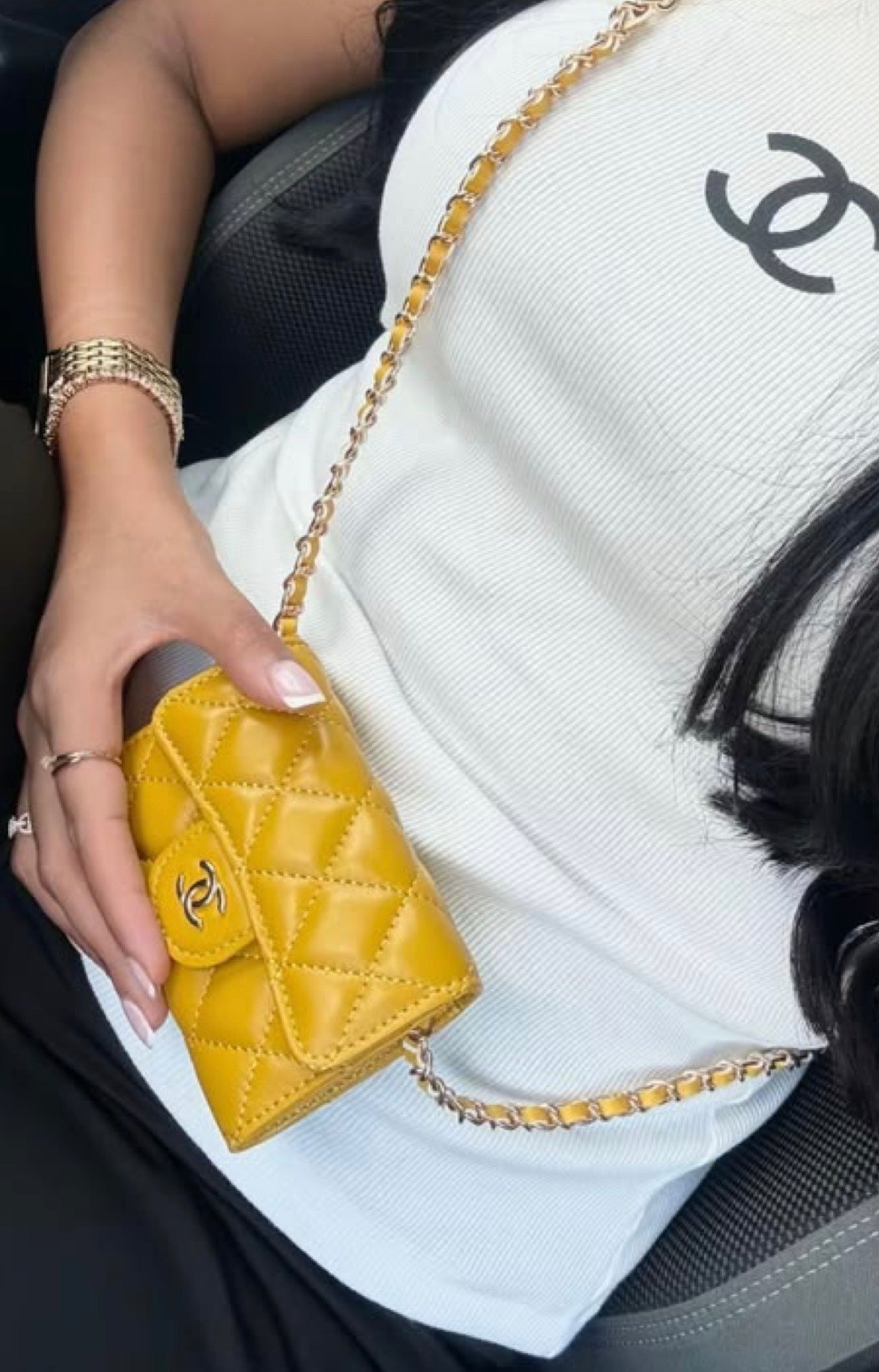 Sac Chanel jaune moutarde